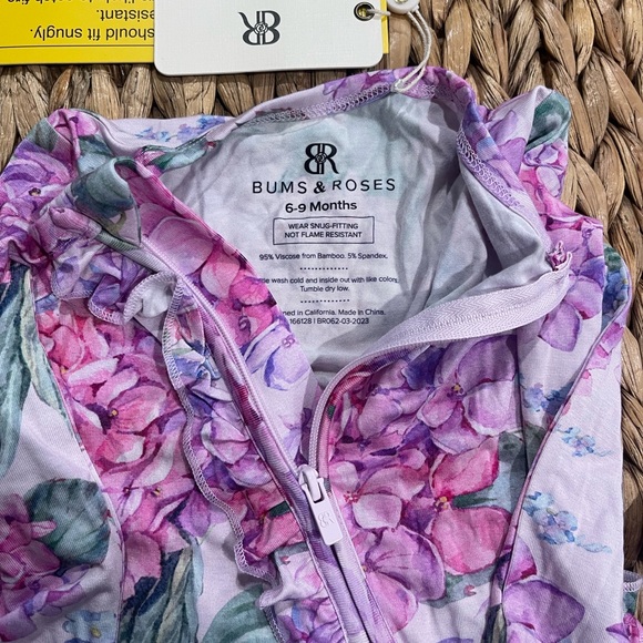 Bums & Roses Natural Bamboo Ruffle Baby Footie - Picture 7 of 7